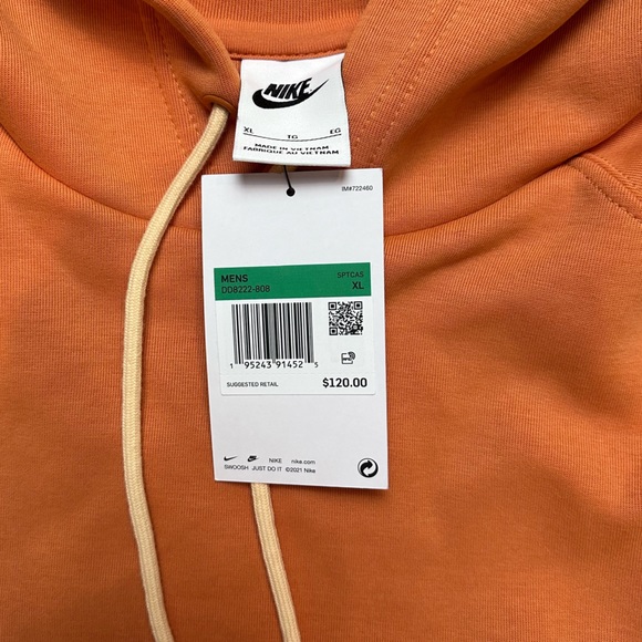 NEW Nike Tech Fleece Swoosh Hoodie Hot Curry Orange DD8222-808 - Picture 3 of 3